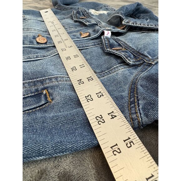 Tommy Bahama Girl's Distressed Denim Jacket Size 6 Medium Wash Button Front - Picture 7 of 8
